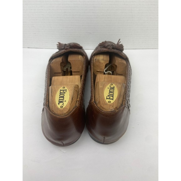 Vintage Cole Haan Loafers 12 N Woven Brown‎ Tassel Slip-On Italy Leather main image 4